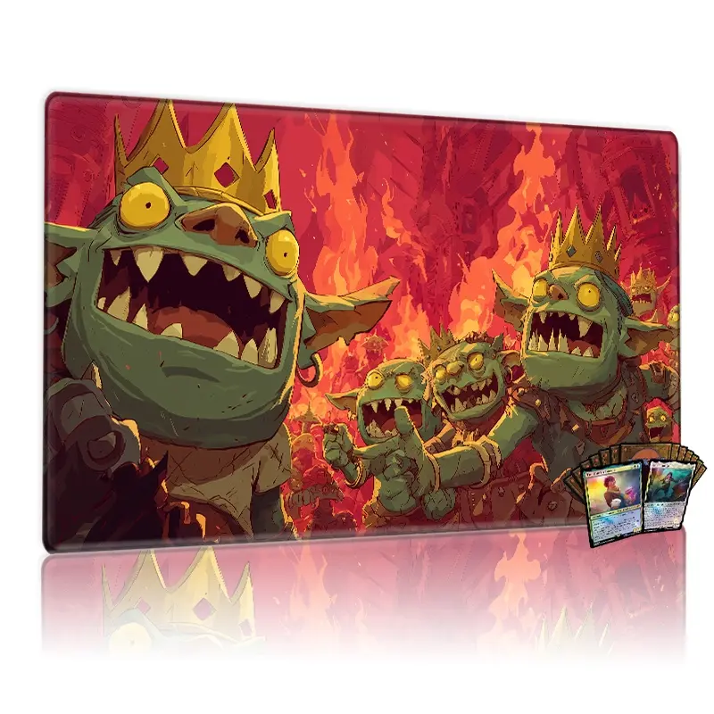 Infernal Goblin King TCG MTG Playmat - 12x24inch Non-Slip, Fiery Red & Cave Themed, Ideal for Card Game Enthusiasts, Perfect for Party Family Use, Great Gift, Gaming Accessory, Gaming Items, Gaming Mousepad