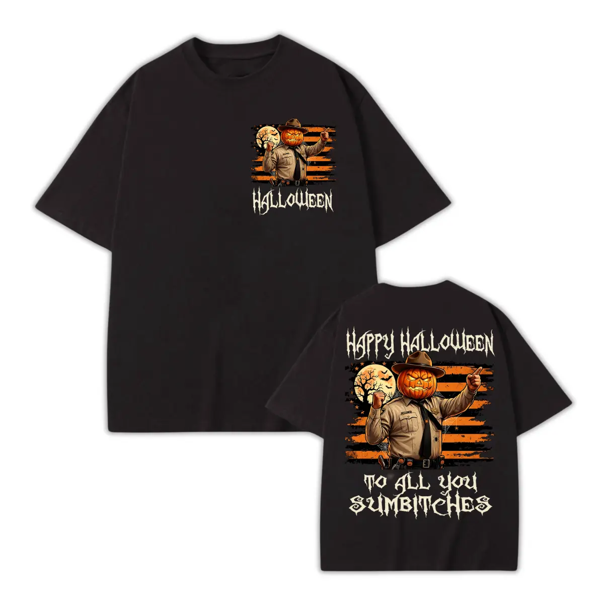 Men's Dark Heather Cotton-Spandex Fitted Cut High Stretch Round Neck Short-Sleeve T-Shirt - Front Graphic, Unisex Western Spooky Cowboy Pumpkin Sheriff Halloween Top, Sport-Inspired Gift (m, Chinese New Year, Includes Sweatshirts Variant)