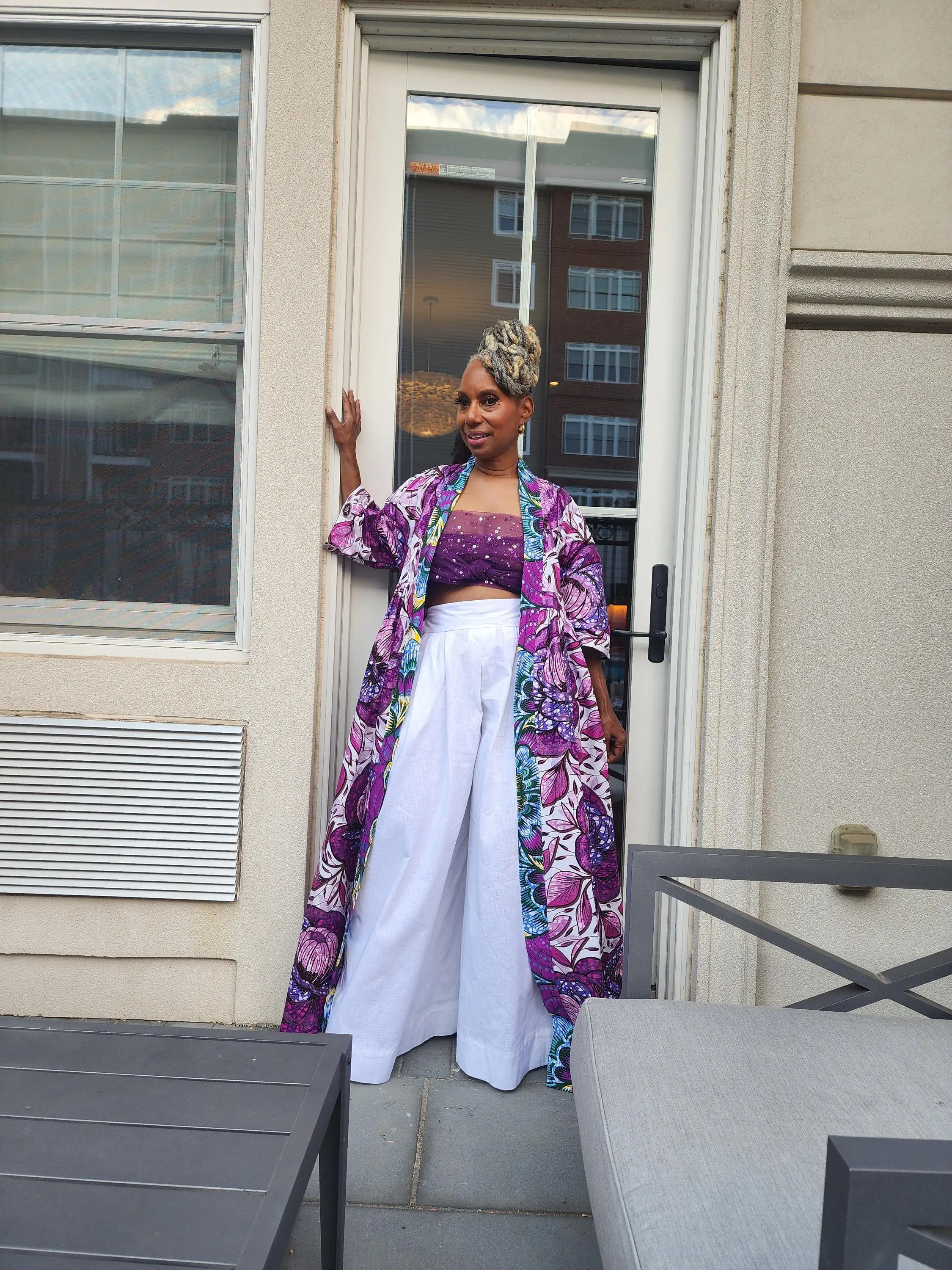 Floral Glitter African Wax Kimono: Maxi Duster Coat