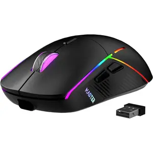 Wireless Gaming Mouse, 24000 DPI, Tri-Mode 2.4G/USB-C/Bluetooth 5.3 Gaming Mouse Wireless, RGB Programmable Mouse Gamer, 75Hrs Battery Life, Rechargeable Gaming Mice for PC, Mac, PS5, - Black