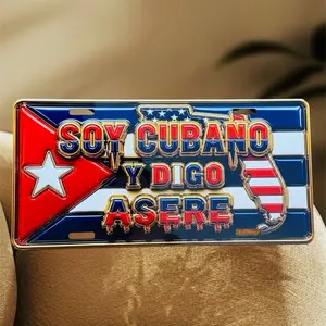 Cuban "Soy Cubano y Digo Asere" 6x12 in Car Exterior Number Plate Accessory Decor Sign, for Car Exterior, Household Items Decor Use