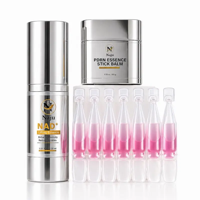 Glow Trio Set – PDRN Pink Serum, NAD+ Lifting Essence, & Stick Balm for Radiant Skin Care