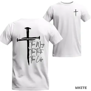 Christian Cross T-Shirt - Sweatshirt - Hoodie, Unisex Premium Cotton Tee, Regular Fit Streetwear, Soft Breathable Fabric, Casual Daily Wear, The Way The Truth The Life Print, Bible Verse Design, Faith Inspired Apparel, Gift for Men Women, Trending 2026
