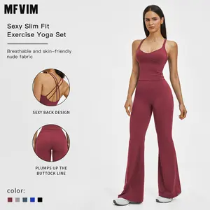 MFVIM Women’s Fuzzy 2-Piece Yoga Set - Crossback Design for Flattering Back, All Seasons Gym Workout Outfit, Pilates Running Shock-Absorbing Workout Sets for Women, Gym Workout Women