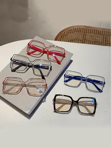 Women's Square Multicolor Glasses, Fashion Eyeglasses, Y2K Style, Transparent Lenses, Perfect for Parties, Daily Wear, Concerts, Shopping, Fashion Accessory
