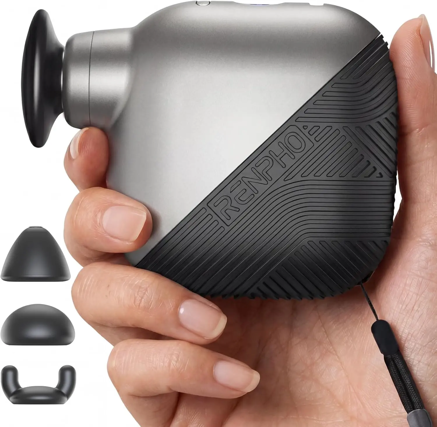 RENPHO Silicone Adjustable Rechargeable Micro Pocket Mini Massage Gun, FSA/HSA Approved, ABS Plastic Percussion Deep Tissue Handheld Full Body Massager, Compact Portable Travel Gift for Men
