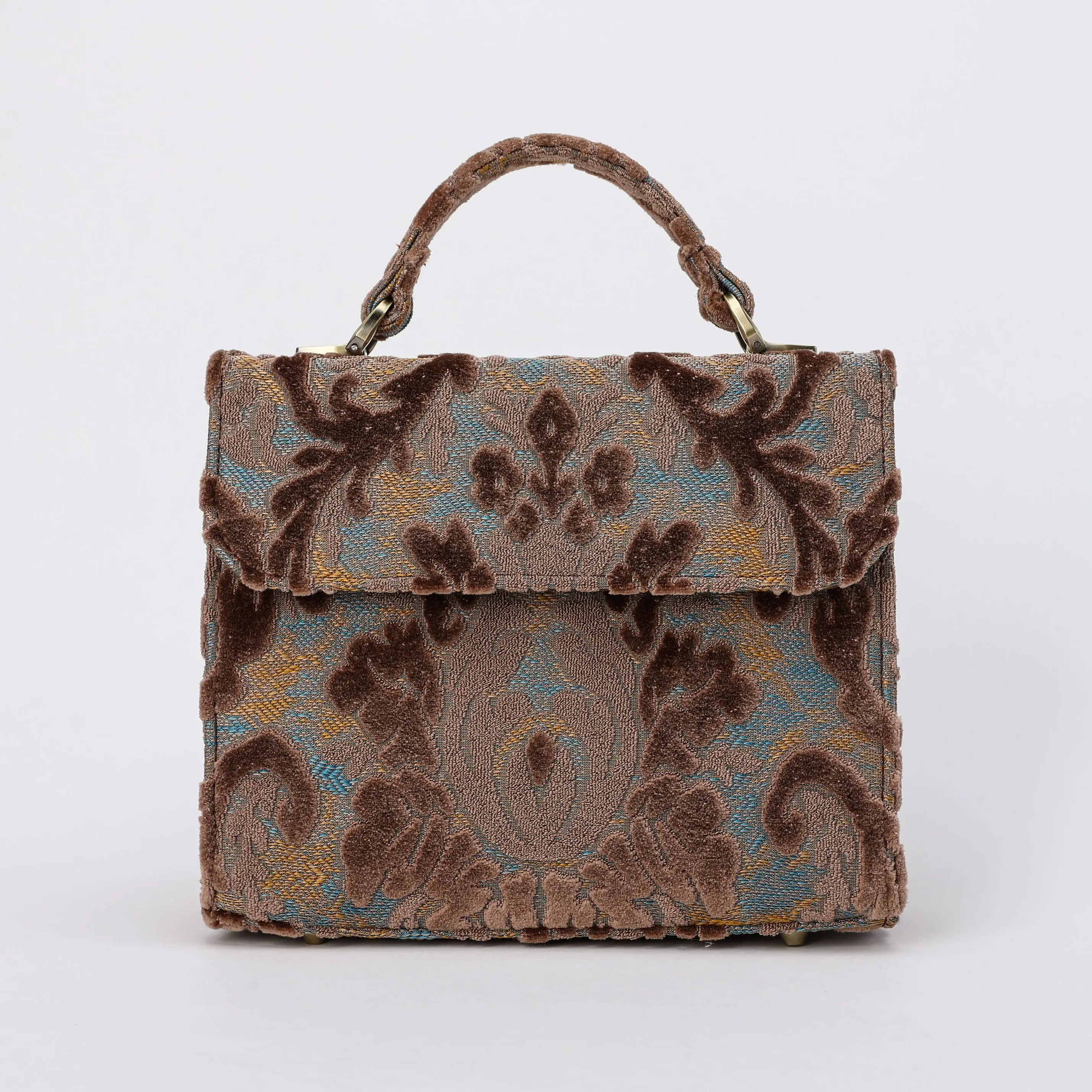 Burnout Velvet Camel Flap Satchel