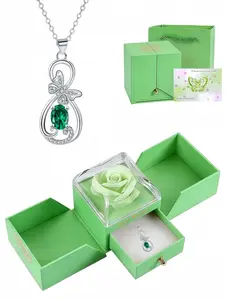 "Butterfly Emerald Glow" - Infinity Butterfly Emerald Love Necklace Comes with a rose gift box. Perfect for Valentine's Day and all festival gifts.