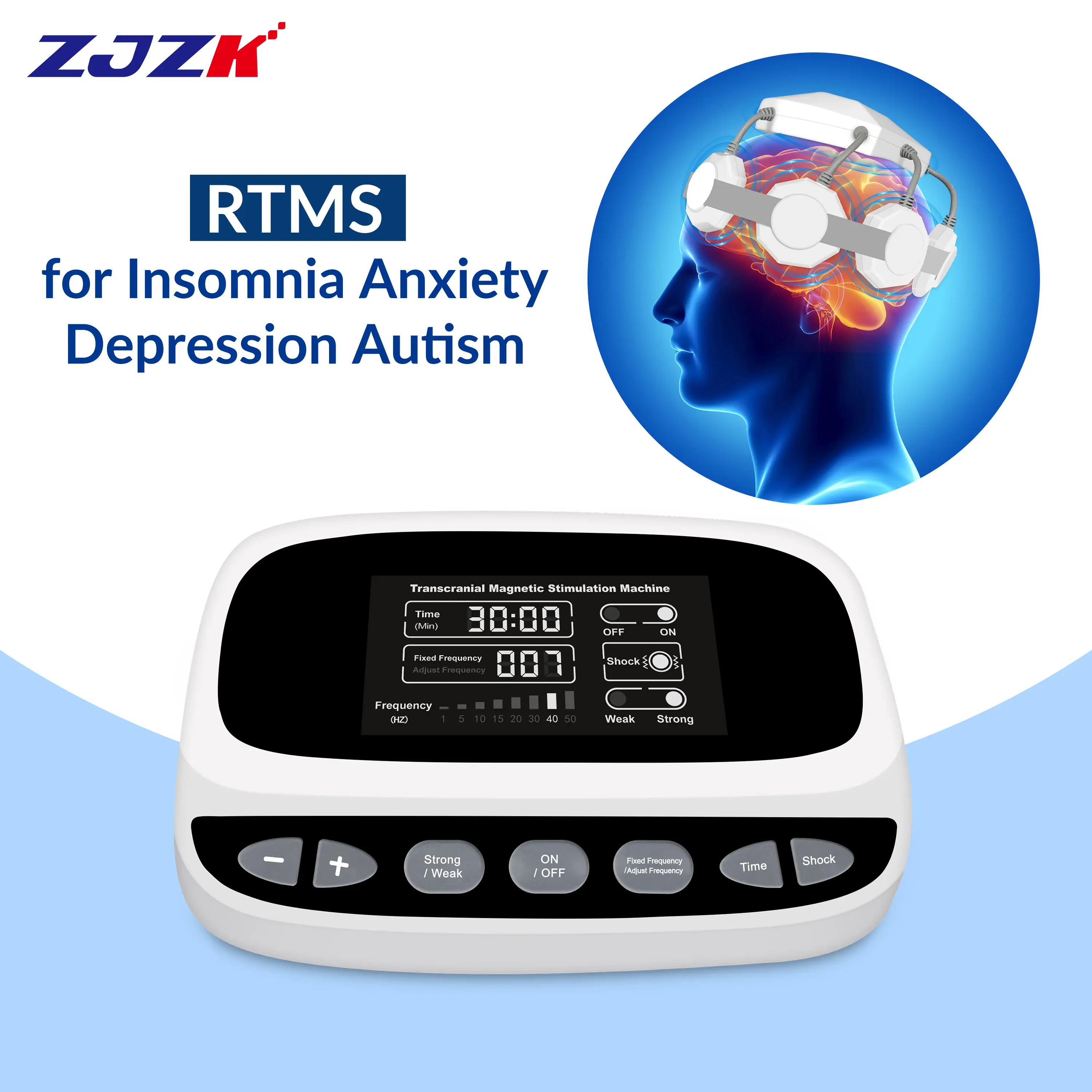 ZJZK TMS Transcranial Magnetic Stimulation Machine rTMS Pulsed Magnetic Field Therapy for Parkinson,Stroke,Insomnia,Neuropathic Pain,Alzheimer,Consciousness Disorders Biomagnetic Healing Magnet Therapy Bracelet Benefits Non-Invasive Brain Repair Treatment