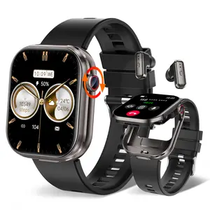 2.02" Smart Watches with Earbuds(Call Dial/ Answer), 2 in 1 TWS Smartwatch for Android iOS, IP67 Waterproof Sports Watches with Weather Forecast Pedometer Music Play Message Notification Digital Watch Gifts for Women Men