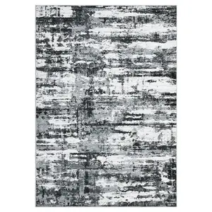 Washable Modern Abstract Runner Rug Black Grey Non Slip Throw Rugs Contemporay Floor Carpet for Home 2 x 6(ft)-A