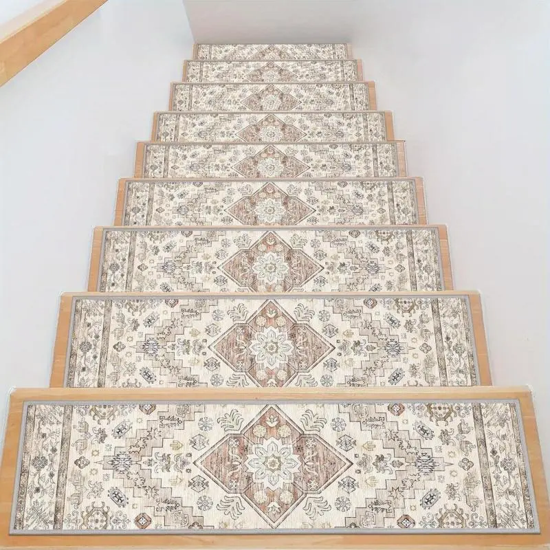 [HarleyLand]Carpet Stair Treads for Wooden Steps Indoor 15 Pack 8" X 30" Peel Non Slip Staircase Step Treads Reusable Stair Runner Rugs for Dogs