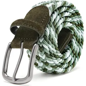 Men's Stretch Braided Elastic Belt for Casual Golf Jeans Dresses with Multicolored 1 3/8"