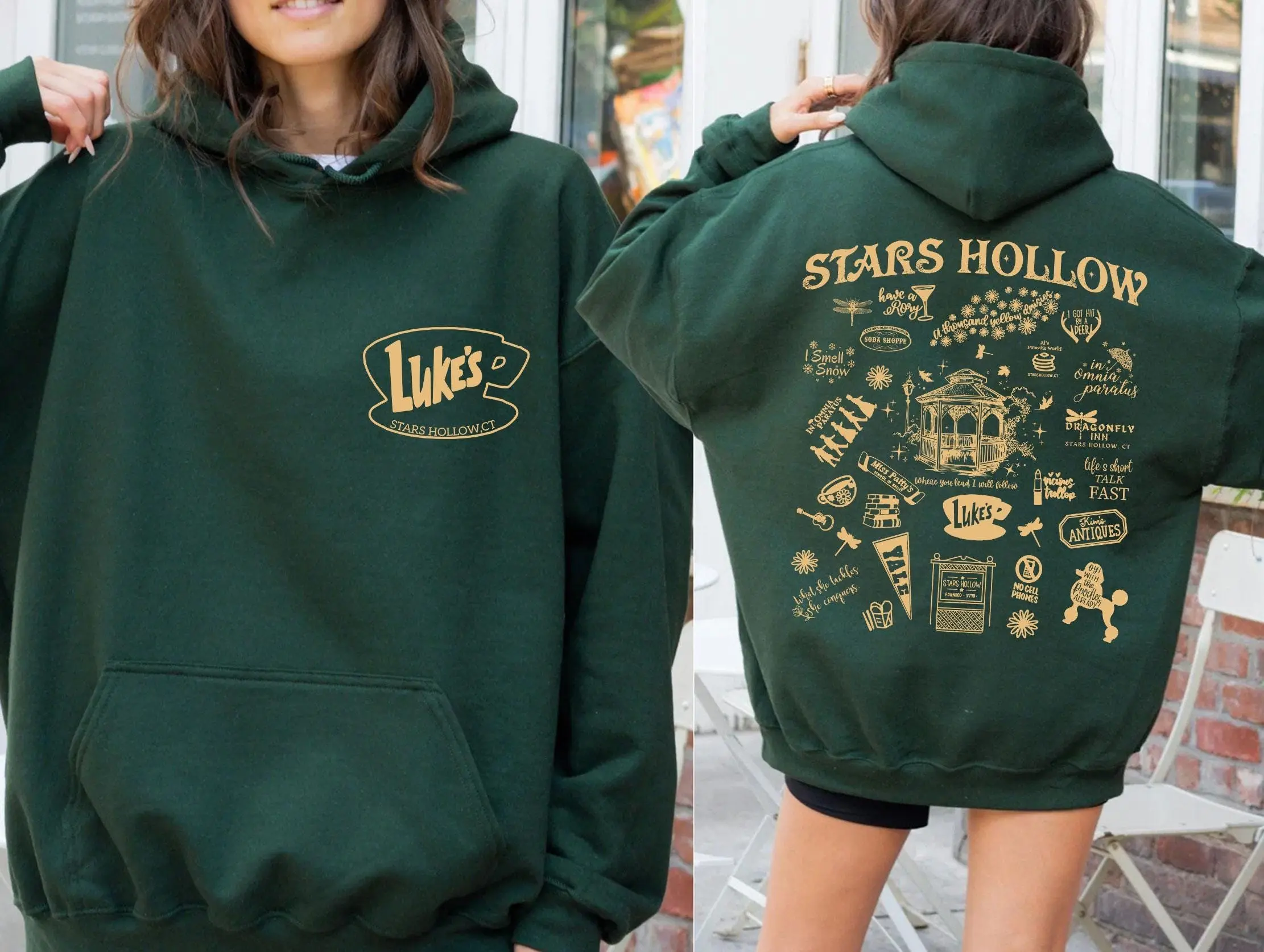 Stars Hollow 2 Sides Sweatshirt | Hoodie, Luke's Diner Hoodie, Where You Lead I Will Follow, Stars Hollows Fall Shirt, Matching Stars Hollow Sweater