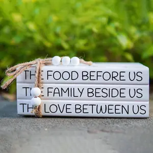 Wooden Book Stack Decor, 1 Set Rustic White Wood Bookshelf Decor, Coffee Table Book Decor, Wooden Bookshelf, Mantle Decor, Home Decor, Room Decor, Signs