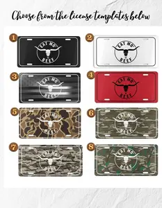 Cow Skull License Plate - Eat Mo Beef Custom Vanity Tag - Western Style Auto Decor - Durable Metal Car Plate - Unique Gift for Cattlemen