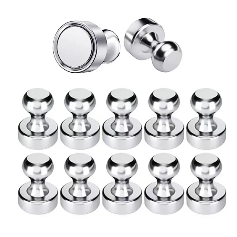 Strong Magnet, Thumbtack Magnet, Refrigerator Magnet, Brushed Nickel Magnets, Ideal for Whiteboards, Refrigerators, Kitchens, Offices, Schools-MM1