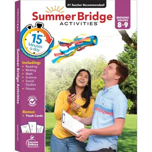 Summer Bridge Activities 8th to 9th Grade Workbooks  Subjects, Middle School Books With Math, Reading Comprehension, Science, Fitness, Social Studies, Writing Practice, and Flash Cards (Volume 10) - Paperback