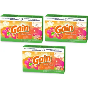 Dryer Sheets - Island Fresh Scent - 34 Count Dryer Sheets Per Box - Pack of 3