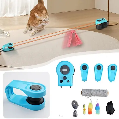 Smart Indoor Cat Interactive Toy - Auto & Remote Dual Control, Automatic Mode, Mouse Sound, USB-C Charging, Chew-Safe ABS Body, Chewable & Scratchable, Anti-Slip for All Floors, Reduces Loneliness, Boredom-Free, Animal Print Adjustable Accessory