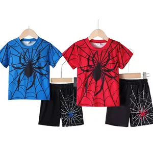 Ready Stock 4-7Y Kid Toddler Boys Clothes Summer Spider Print Short Sleeve T-shirt Elastic Shorts 2Pcs Casual Outfits GS122312001