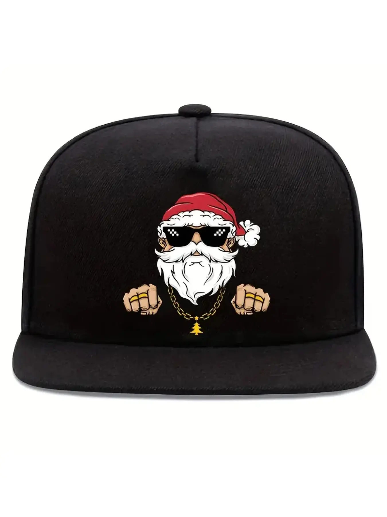 Christmas Santa Graphic Print Unisex Flat Brim Baseball Cap, Street Fashion Outdoor Sports Hat, Adjustable, Perfect Gift