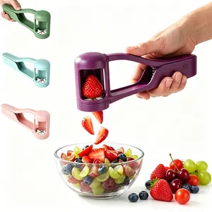 Grape Cutter for Toddlers & Baby - Stainless Steel Grape & Cherry Tomato Slicer for Kids Lunch Box - Portable Small Fruit Quarterer Tool, Prep for Salad & Healthy