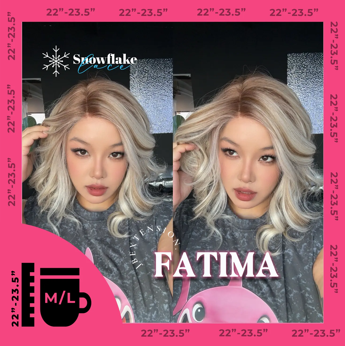 JBEXTENSION 12 Inches Blonde Curly Pre-Cut Side Part Snowflake Lace Frontlace Glueless Wig FATIMA SNOWFLAKE【BENDY EAR TABS】- M/L