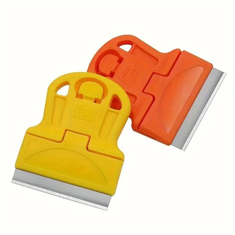 2-Pack Mini Scrapers for Easy Removal of Glass Stickers & Old Car Window Film Adhesive, Durable Plastic Material for Peeling Labels, Debris & Residues, Sticker Remover Tool, Tough Scraper