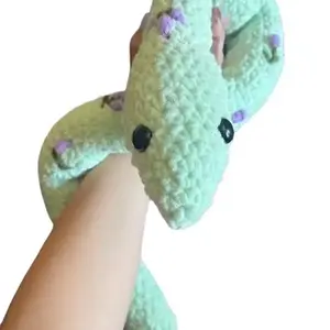Crocheted Snake Plushie 30” -Lavender Embroidery