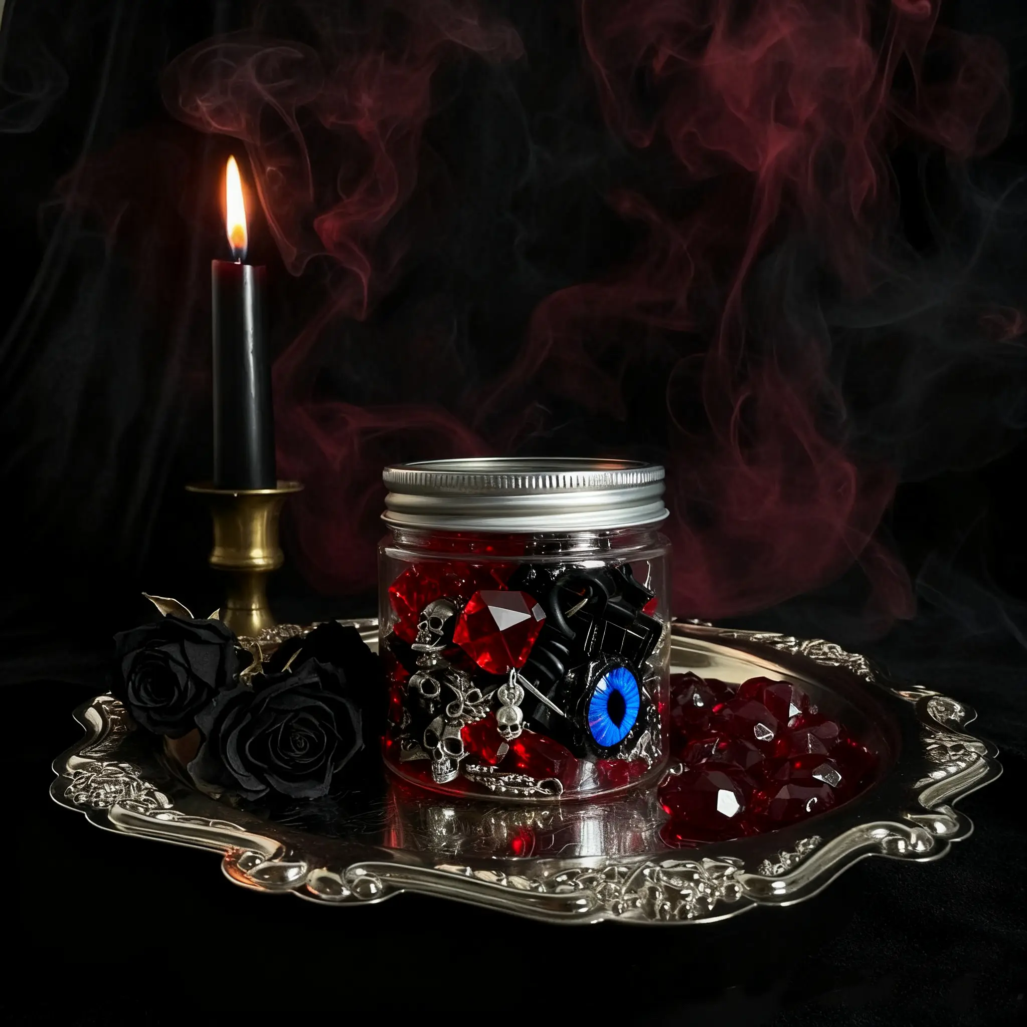 GM Mini Dark Gothic Mystery Jewelry Jar - 15pcs Costume Set with Rings Necklaces & Earrings for Girlfriend Sister on Birthday Halloween Occult Mystical Dark Aesthetic