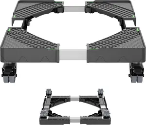 Mini Fridge Stand with 4 Locking Wheels 15.7"-23.6" Adjustable  Washing Machine Stand Universal Stand Base for Furniture Portable Refrigerator Dryer Stand (Black)