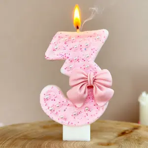 1pcs Bow Birthday Candles, Number Candles for Cake Decorating, Cupcake Supplies for Girls & Ladies, Anniversary Celebrations, Decorations Supplies