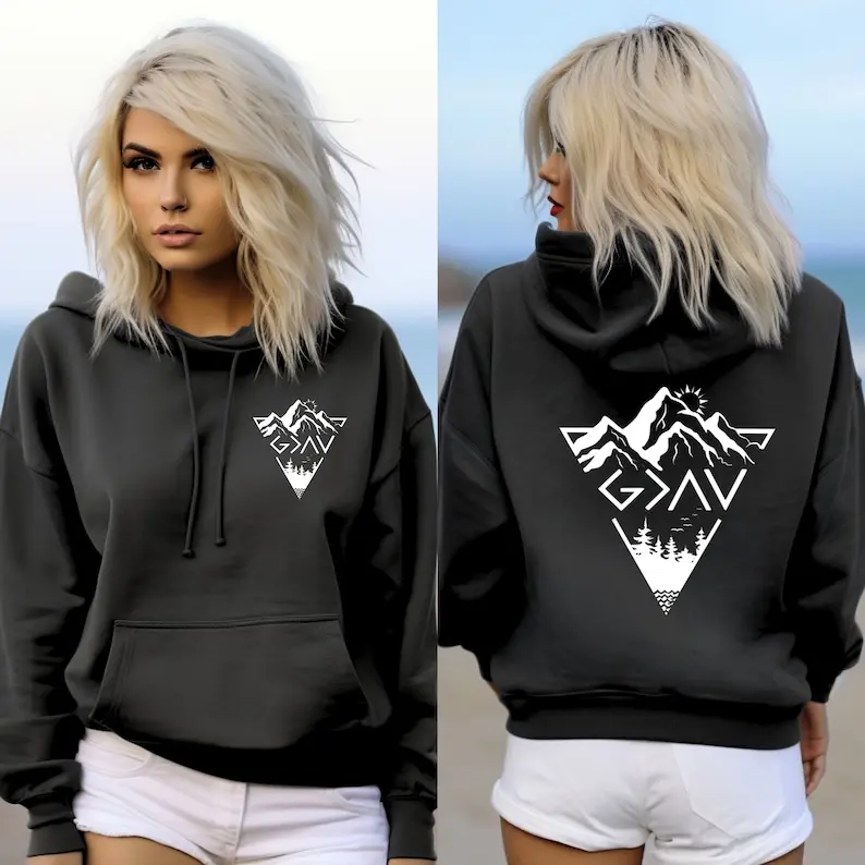 Unisex Christian Faith Soft Fabric Loose-Fitting Graphic Pullover Hoodie, God is Greater Than the Highs and Lows Design, Casual Sports Top, Black, 2XL Christian Clothing, Sweatshirts, Hoodie Black