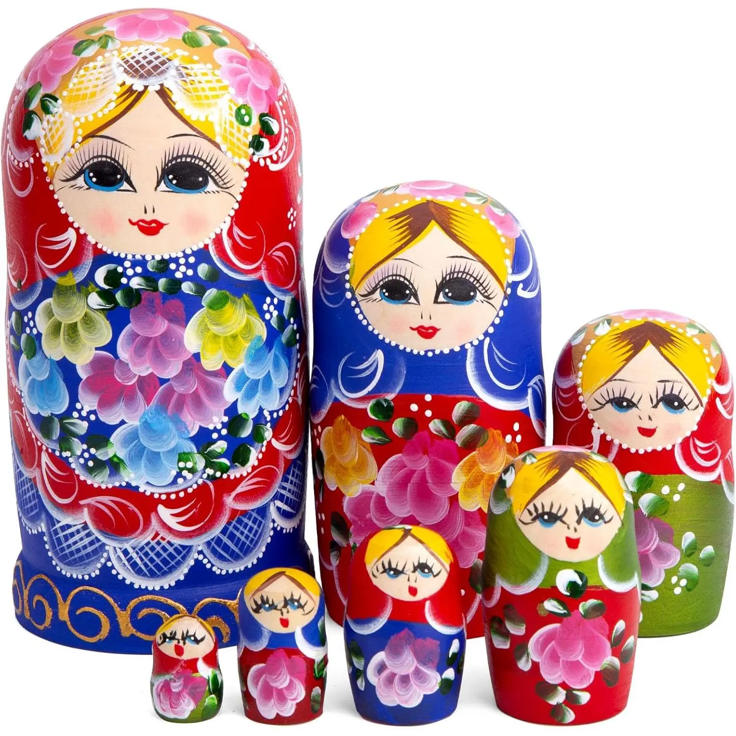 7PCS Wooden Russian Nesting Dolls - Matryoshka Stacking Set, Home & Festive Party Supplies, Birthday Gift Ideas for Children