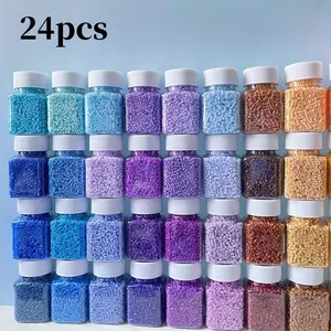 24 Transparent Round Storage Bottles with Spiral Caps, Durable Art Craft Containers, Ideal for Beads, Rhinestones, Nail Supplies, Jewelry Making