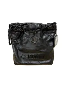 Pre-owned CHANEL leather Crossbody Bags Shiny Calfskin Quilted Mini 22 So Black