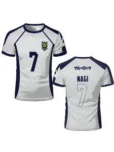 2025 New Men's Blue Lock Anime Nagi Soccer Jersey T-shirt Women's Round Neck Sports Tops Children's Casual Short Sleeve Quick Dry