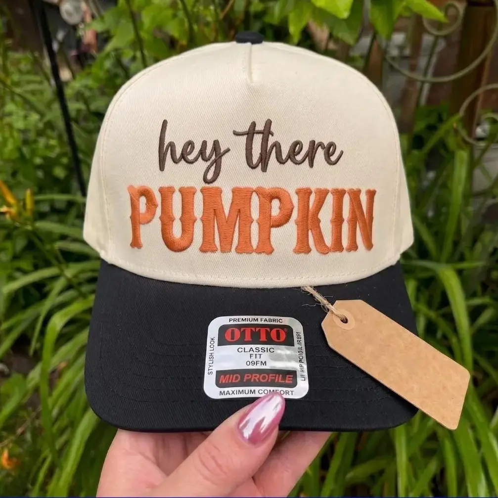 Hey There Pumpkin Hat Embroidered Hat, Funny Fall Spooky Season Baseball Cap - Gift for Her Him, unisex Hta, trendy hat, funny hat