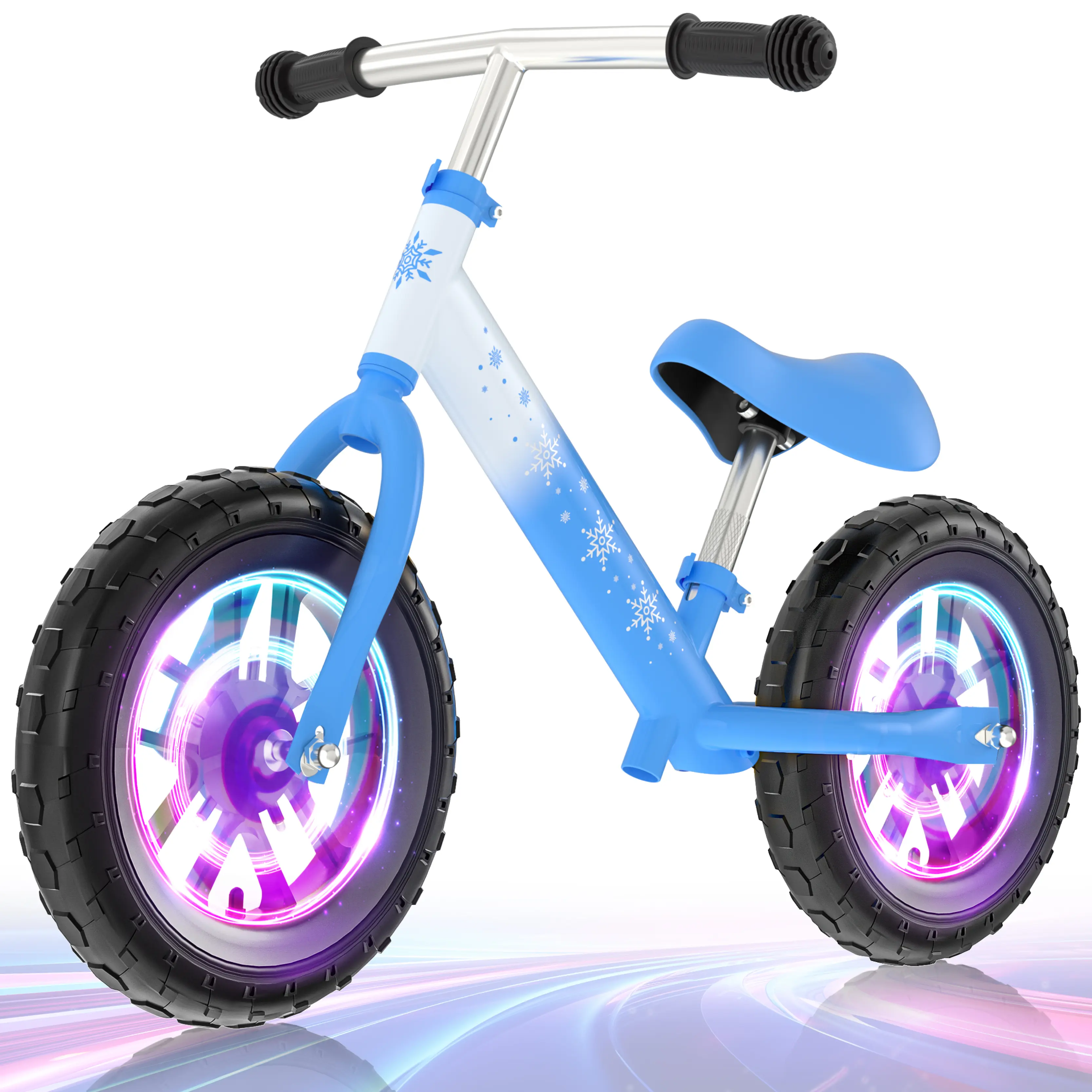 Balance Bike for Kids Ages 3-6, LED Light-up Wheels, Adjustable Handlebar & Seat, High Carbon Steel Frame, Christmas Birthday Gift for Girls & Boy