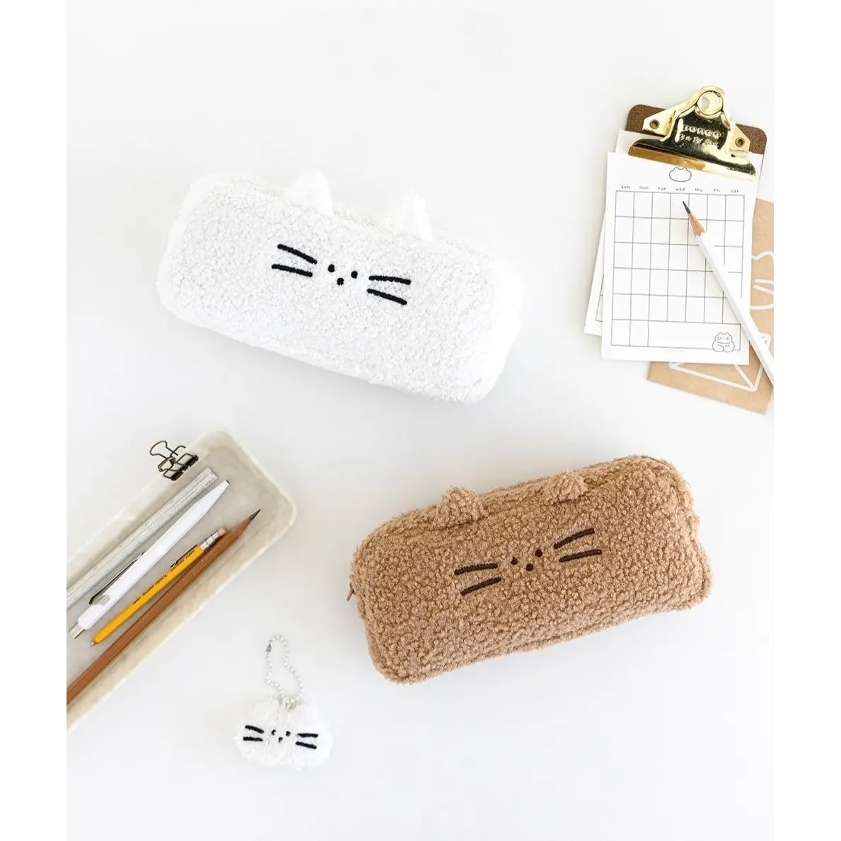 Here There Cat Fleece Pencil Pouch