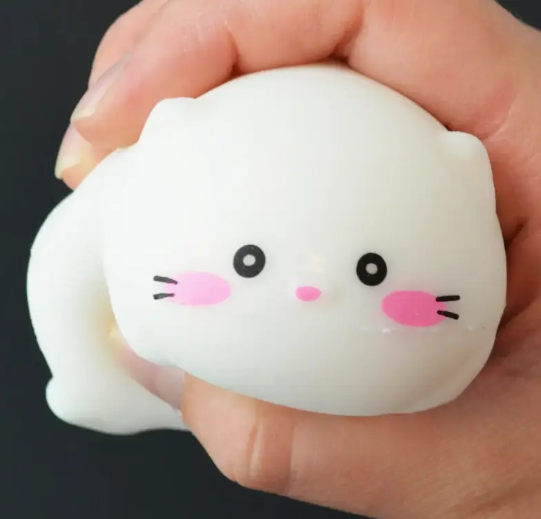 Kawaii White Cat Squishy – Cute Kitty Stress Ball Sensory Fidget Toy
