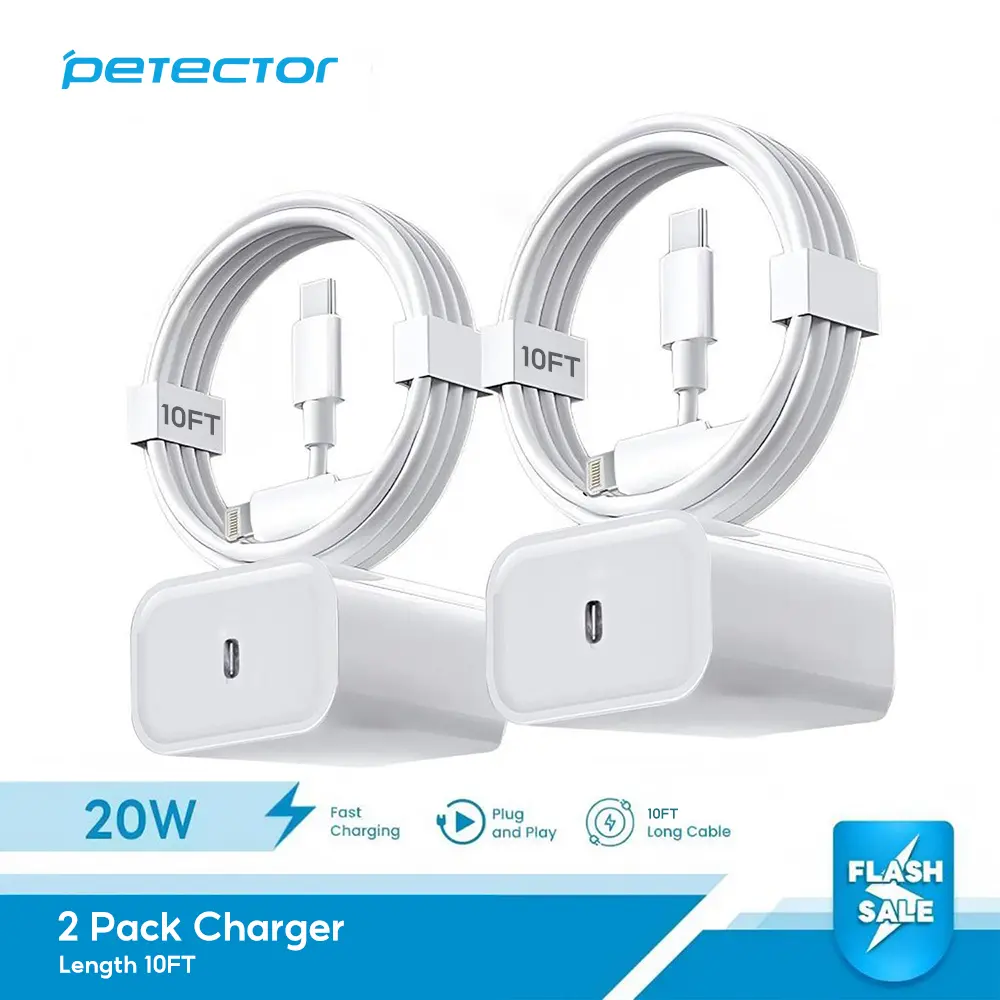 2 Pack Fast Charger Type C Wall Charger Block with 2 Pack [6FT/10FT] Long USB C to Lightning Cable for iPhone 14/13/12/12 Pro Max/11/Xs Max/XR/X,AirPods Pro
