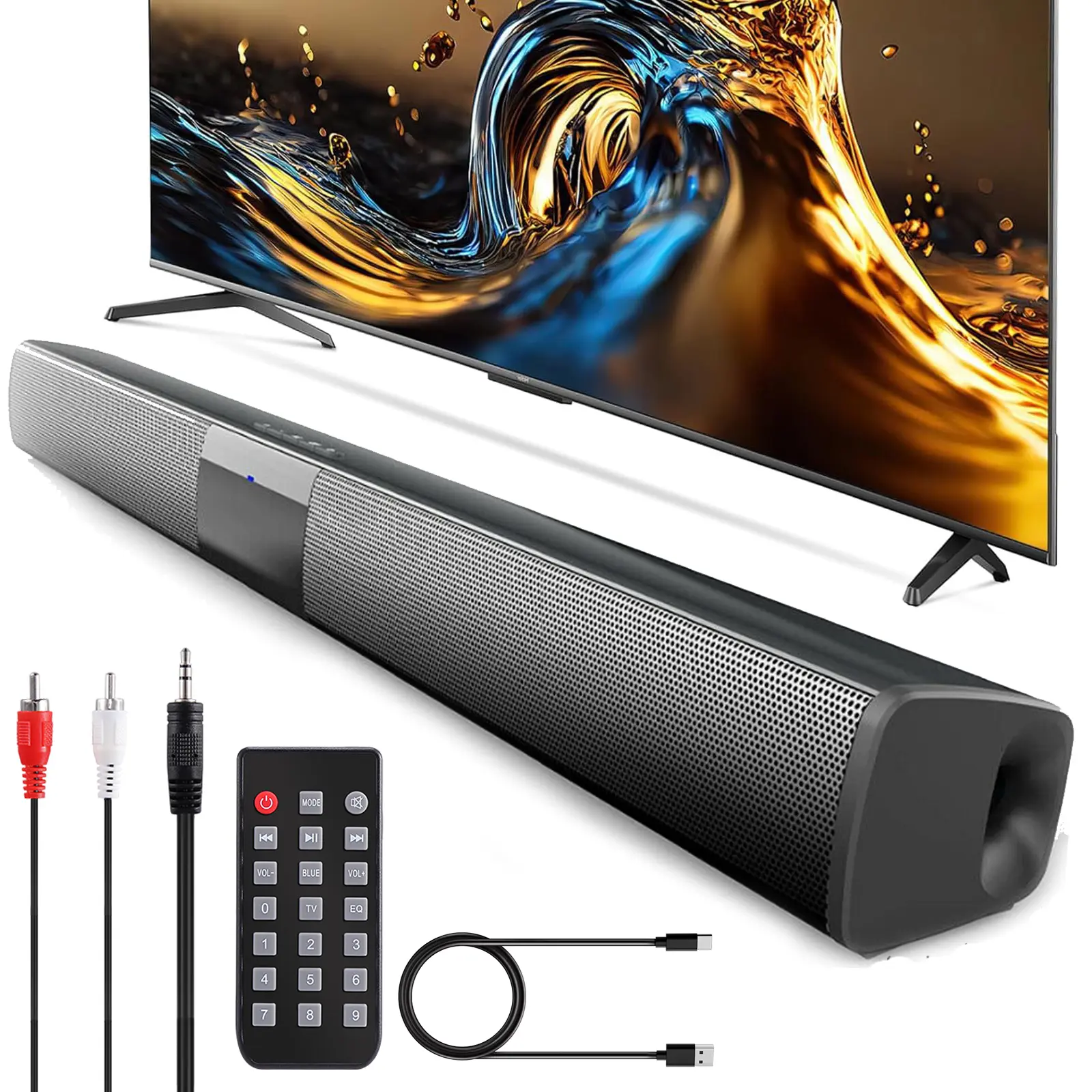 Bluetooth Soundbar Speaker For Smart TV Surround Sound System Wireless Home Theater Sound Bar Audio System with 4 Horns Remote Control Stereo