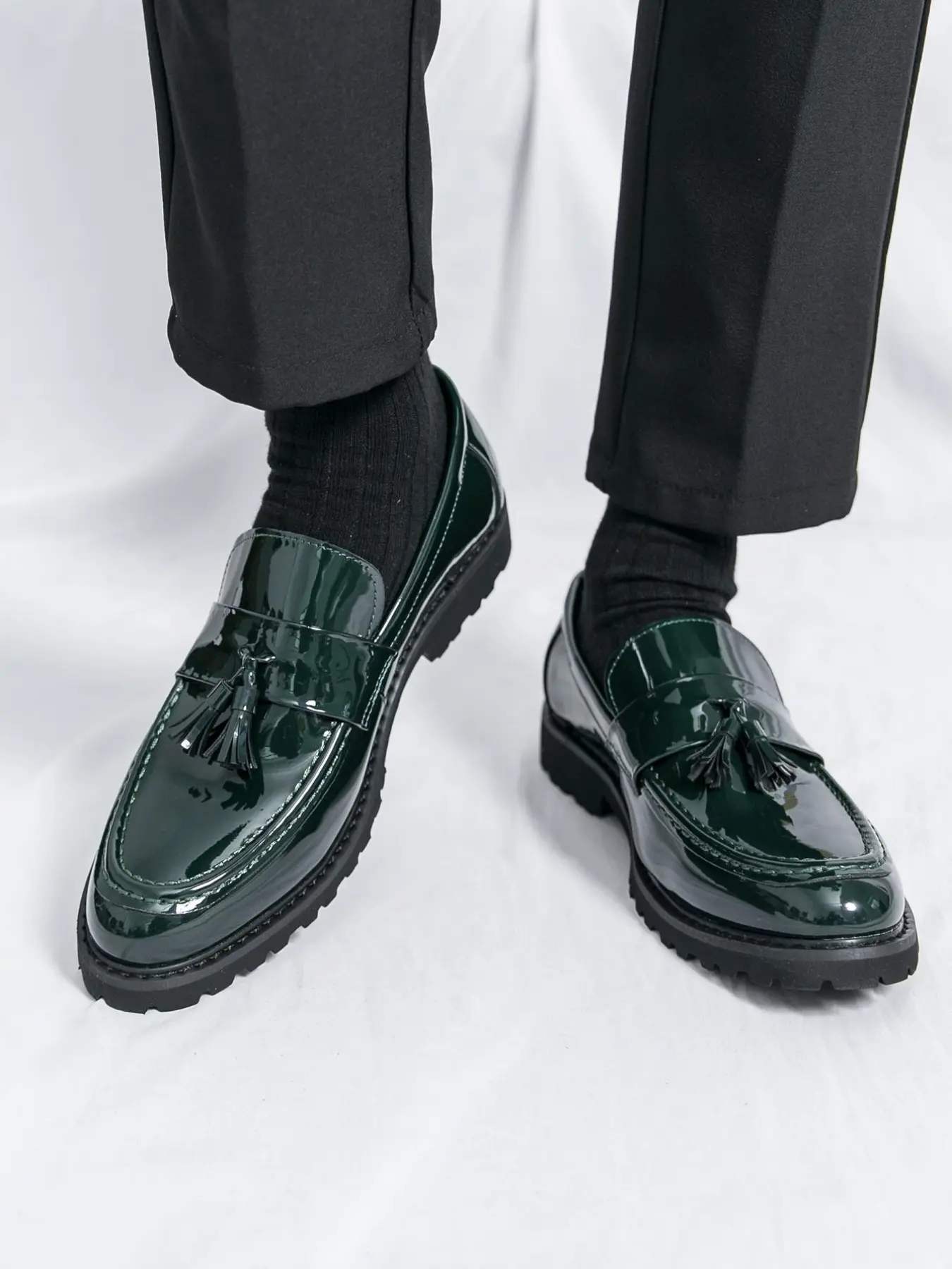 Men's Summer Height Increasing Loafers, PU Leather Fringe Anti-Slip Wear-Resistant Casual Shoes, Fashionable Office & Driving Footwear