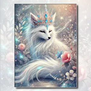 Fantasy Fox Diamond Painting Kit, 5D DIY Full Round Art Diamond Painting Animal Series Great for Home Wall Decoration 30x40cm