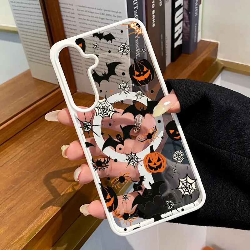 Halloween-Themed Magnetic Silicone Phone Case for Samsung Galaxy (Multi-Model Fit: S24 Plus, S25 Ultra, S23 FE Ultra, S22+), Slim-Fitting 1-Piece Phone Accessory with Shockproof, Premium, Stylish Durable Protection