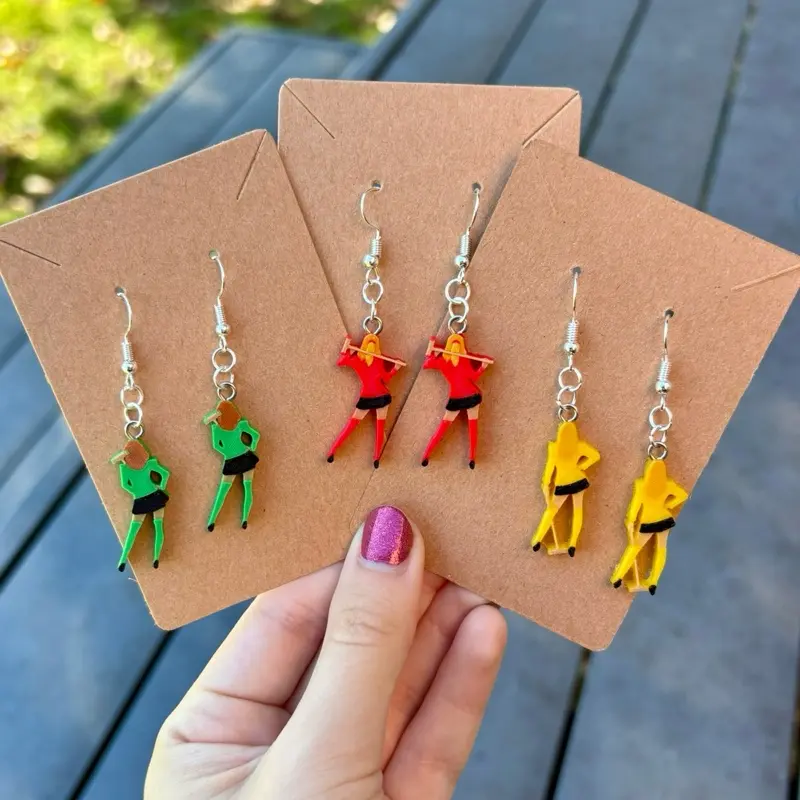 Heathers The Musical Inspired Earrings Chandler Duke MacNamara Colorful Character Dangle Earrings for Theater Fans
