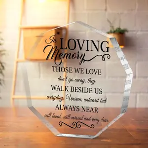 In Loving Memory Acrylic Decoration, 1 Count Mourning Gift for Lost Loved Ones, Memorial Plaque for Home Office Living Room Desk, Acrylic Desktop Decoration, Acrylic Photo Plaque, Acrylic Plaque Sign
