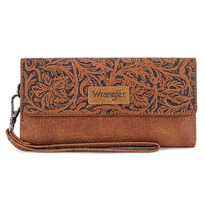 Wrangler Western RFID Wallets for Women Trifold  Anti-Theft Wristlet Wallets Women Clutch Wallet with Coin Purse everyday purse